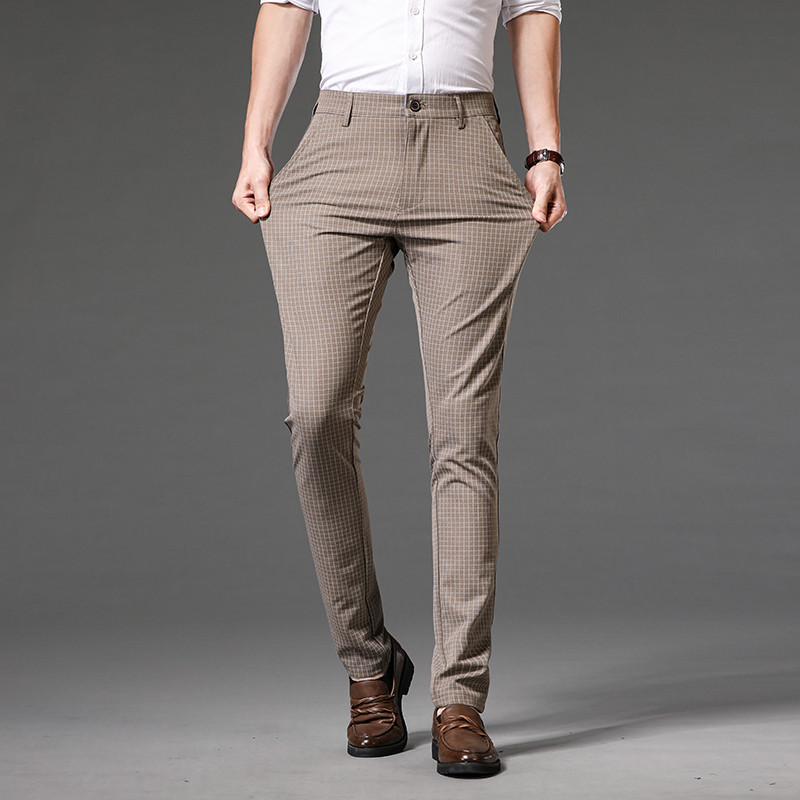 MINGYU bränd Mood Briti ruudulised püksid Meeste Mood Stretch Slim Korea Äripidu Kontor pidulikud ülikonnapüksid Meestele 30-38