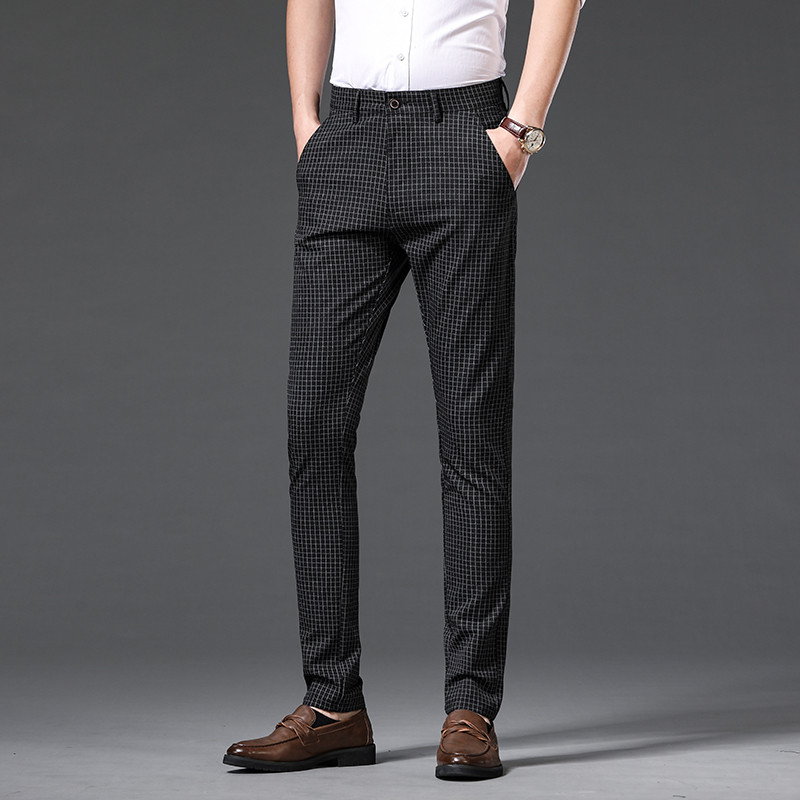 MINGYU bränd Mood Briti ruudulised püksid Meeste Mood Stretch Slim Korea Äripidu Kontor pidulikud ülikonnapüksid Meestele 30-38