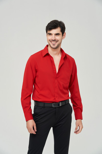 Narančaste muške svečane košulje Nova jesen 2023. Rastezljiva košulja regularnog kroja Muška košulja dugih rukava koja se ne gužva Jednostavna za održavanje Muška košulja Him