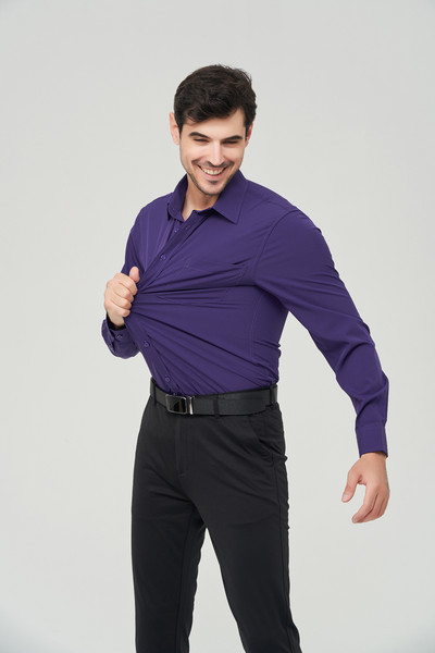 Narančaste muške svečane košulje Nova jesen 2023. Rastezljiva košulja regularnog kroja Muška košulja dugih rukava koja se ne gužva Jednostavna za održavanje Muška košulja Him