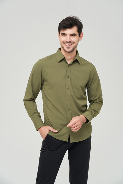 Narančaste muške svečane košulje Nova jesen 2023. Rastezljiva košulja regularnog kroja Muška košulja dugih rukava koja se ne gužva Jednostavna za održavanje Muška košulja Him