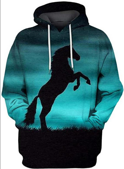 Μόδα φούτερ για κορίτσια για εφήβους 3D φούτερ με κουκούλα με άλογο Παιδικά φούτερ με φούτερ Φαρδιά πουλόβερ Φθινοπωρινά παιδικά ρούχα Streetwear