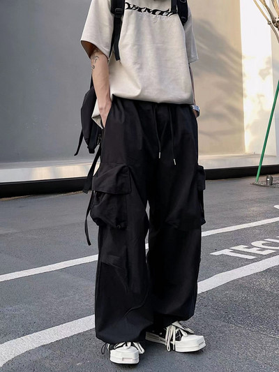 Ανδρικές φόρμες δρόμου χιπ χοπ σε στυλ αλεξίπτωτου Υπερμεγέθη παντελόνι Cargo Harajuku Φαρδύ μονόχρωμο παντελόνι casual Y2K Παντελόνι Streetwear