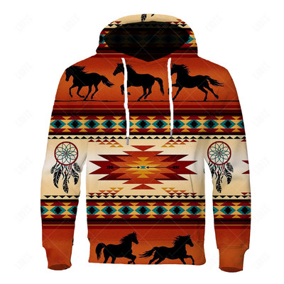 Uued etnilises stiilis kapuutsid Meeste hõimustiilis kapuuts 3D prindiga topsid Sügisene pikkade varrukatega tänavarõivaste kapuutsiga kapuuts Meeste rõivad