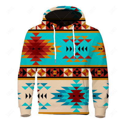 Uued etnilises stiilis kapuutsid Meeste hõimustiilis kapuuts 3D prindiga topsid Sügisene pikkade varrukatega tänavarõivaste kapuutsiga kapuuts Meeste rõivad