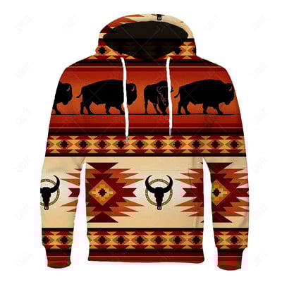 Uued etnilises stiilis kapuutsid Meeste hõimustiilis kapuuts 3D prindiga topsid Sügisene pikkade varrukatega tänavarõivaste kapuutsiga kapuuts Meeste rõivad