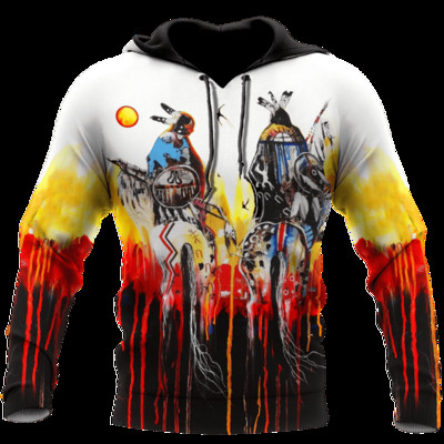 Muška majica s kapuljačom američkih domorodaca, muška majica s kapuljačom s 3D printom, uniseks, indijski stil, jesenska dizajnerska majica s kapuljačom s kapuljačom, dugih rukava za muškarce