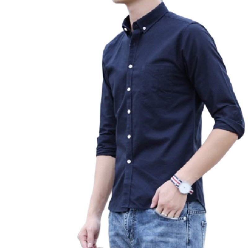 Oxfordi pikkade varrukatega meeste särgid, puuvillased Slim fit Social Top tavaline särk, kontori vabaajarõivad Must valge äriline pidulik särk