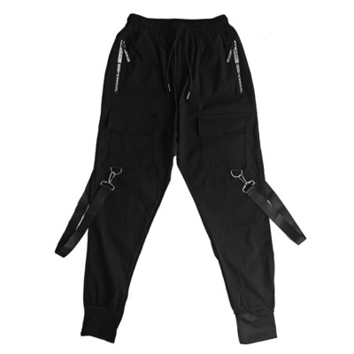 Mood Slim-fit püksid Meeste tänavarõivad Lint Harajuku mustad püksid meestele Vabaaja Techwear Jogging Jaapan Kpop meeste püksid