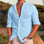 Cămașă de înaltă calitate 95% bumbac 2023, ocazional pentru bărbați, topuri largi, tricou cu mânecă lungă, vară, toamnă, vacanță la plajă, cămăși pentru bărbați