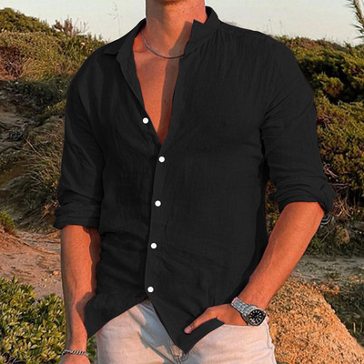 Cămașă de înaltă calitate 95% bumbac 2023, ocazional pentru bărbați, topuri largi, tricou cu mânecă lungă, vară, toamnă, vacanță la plajă, cămăși pentru bărbați