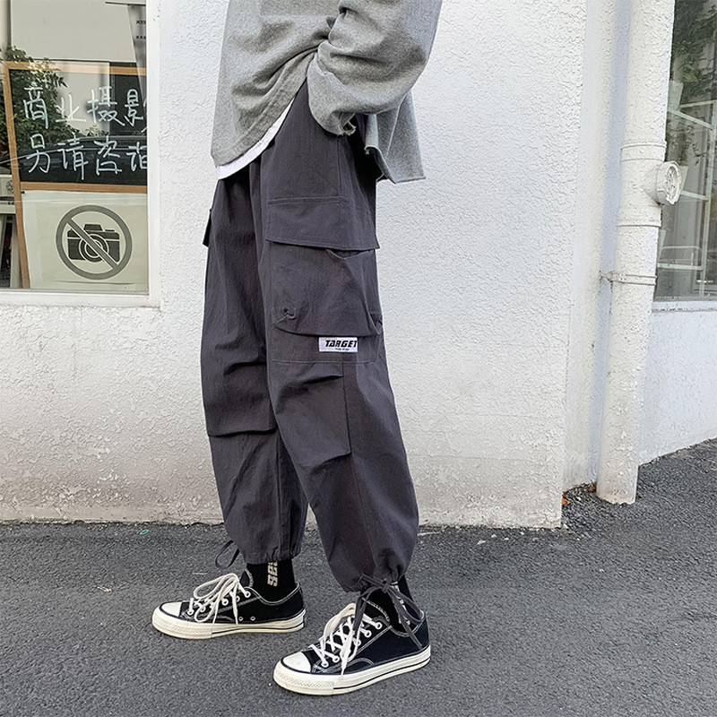 Tänavarõivad Meeste püksid Punk Stiil Kevadsuvi Hip Hop Meeste avarad laia säärepüksid Jogger rula dressipüksid taskute paeltega