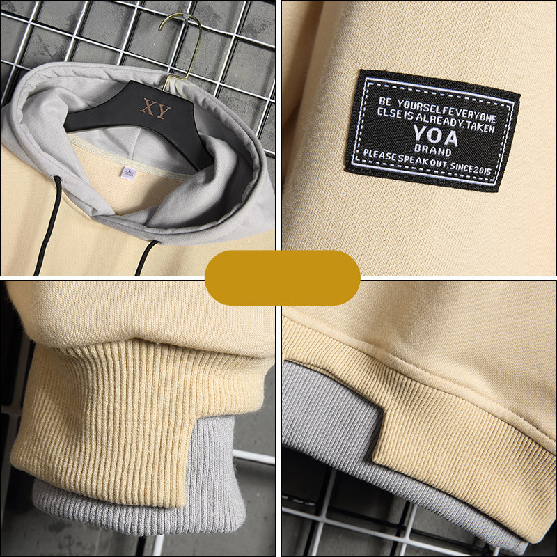 Meeste kapuutsid Lapitehnika Mood Kevad-Sügis Harajuku Hip Hop Pullover Kapuutsiga tänavariided Lahtine meeste kampsun