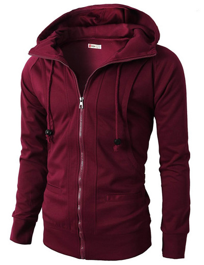 Meeste dressipluus tõmblukuga kapuutsiga lapiline ühevärviline sportlik fitness vabaaja mood kapuutsid Tänavarõivad Meeste kardigan S-3XL