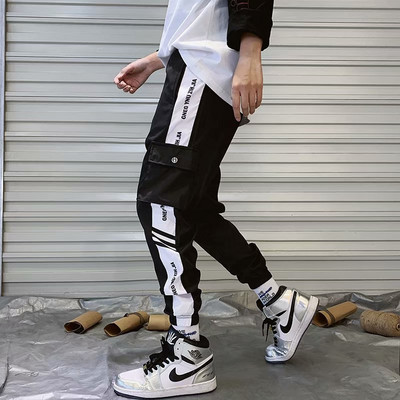 Ανδρικά ρούχα Casual Cargo Παντελόνια Μοναδικά Πλαϊνά Ανδρικά Παντελόνια Φούτερ σε στυλ Hip Hop Punk Ανδρικά ρούχα Jogger Basketball