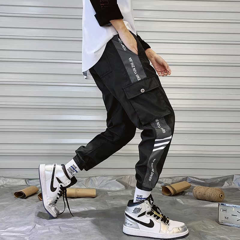 Ανδρικά ρούχα Casual Cargo Παντελόνια Μοναδικά Πλαϊνά Ανδρικά Παντελόνια Φούτερ σε στυλ Hip Hop Punk Ανδρικά ρούχα Jogger Basketball