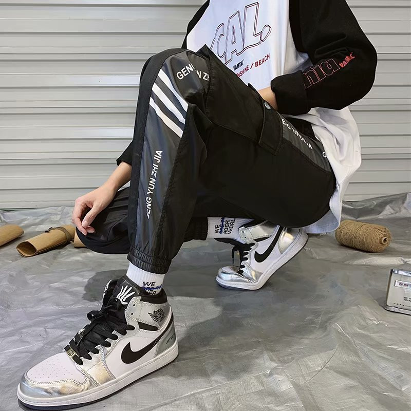 Ανδρικά ρούχα Casual Cargo Παντελόνια Μοναδικά Πλαϊνά Ανδρικά Παντελόνια Φούτερ σε στυλ Hip Hop Punk Ανδρικά ρούχα Jogger Basketball