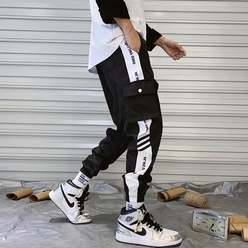 Ανδρικά ρούχα Casual Cargo Παντελόνια Μοναδικά Πλαϊνά Ανδρικά Παντελόνια Φούτερ σε στυλ Hip Hop Punk Ανδρικά ρούχα Jogger Basketball