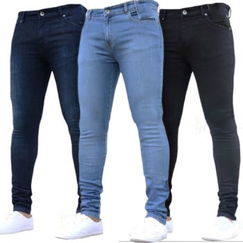 Ανδρικό παντελόνι με ψηλόμεσο φερμουάρ Stretch τζιν Casual Slim Fit Παντελόνι Ανδρικό παντελόνι με μολύβι τζιν Skinny τζιν για άνδρες