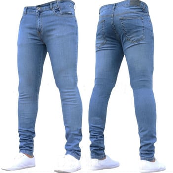 Ανδρικό παντελόνι με ψηλόμεσο φερμουάρ Stretch τζιν Casual Slim Fit Παντελόνι Ανδρικό παντελόνι με μολύβι τζιν Skinny τζιν για άνδρες