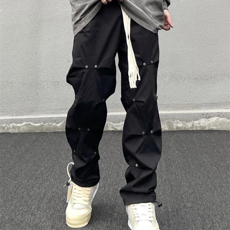 Joggers Muške hlače Baggy Streetwear High Street Punk Y2K Gothic Rivet Plisirani dizajn Harajuku Muške hlače Hlače širokih nogavica