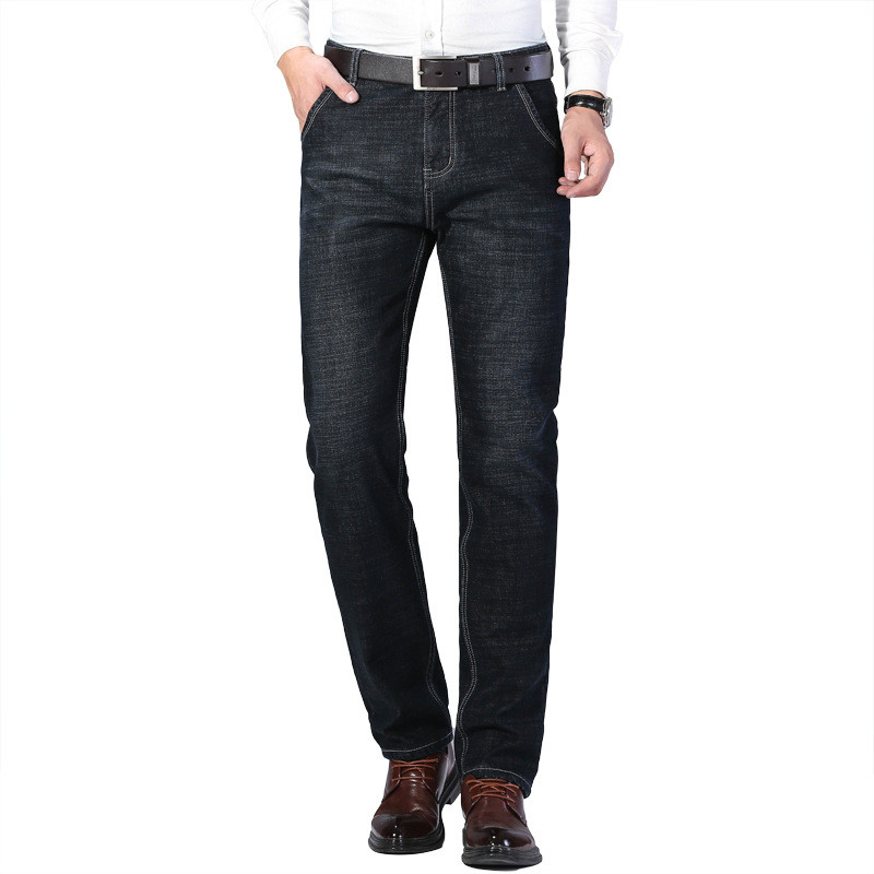 Zimske debele traperice s podstavom od flisa Muške široke ravne rastezljive muške hlače Ležerne poslovne uske trendi hlače