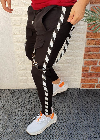 Sügis- ja talvine kuummüük Meeste vabaaja spordipüksid, värviga sobiva hip-hopi treeningu jalgade lukuga õmmeldud püksid