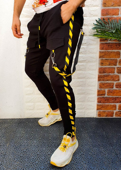 Sügis- ja talvine kuummüük Meeste vabaaja spordipüksid, värviga sobiva hip-hopi treeningu jalgade lukuga õmmeldud püksid