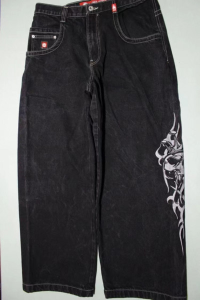 Κορεατική μόδα Y2k Street Jeans Ανδρικά Hip Hop Pattern Κέντημα Hip Hop φαρδύ τζιν Μπλε παντελόνι ψηλόμεσο παντελόνι για γυναίκες