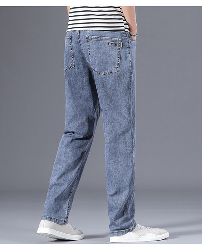 Ljetne muške hlače, svijetloplave, ležerne tanke traperice, ravne cijevi, široke kroje, trend klasične traperice širokih nogavica