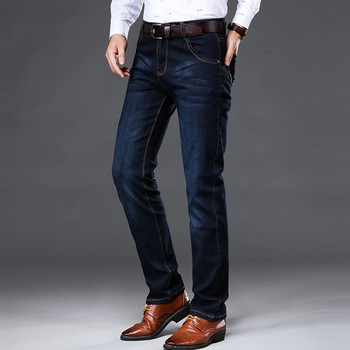 42 44 Пролет и есен Нови класически мъжки дънки с голям размер Модни бизнес ежедневни разтегливи тънки черни сини мъжки маркови панталони