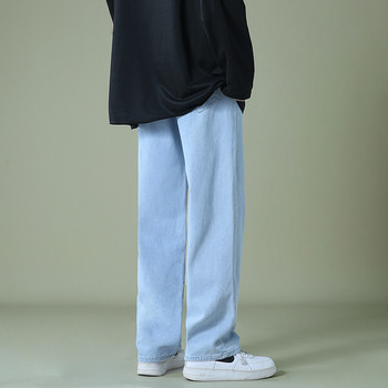Νέο φθινοπωρινό ανδρικό τζιν παντελόνι φαρδύ κορεάτικο στυλ ίσιο γαλάζιο φαρδύ τζιν ελαστικό φοιτητικό παντελόνι μέσης Αντρικό μαύρο γκρι