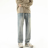 2023 Φθινόπωρο Νέο Ανδρικό κορδόνι ίσιο τζιν Κορεάτικη μόδα Vintage μπλε τζιν παντελόνι 4 χρωμάτων Νεανικό παντελόνι μαύρο ανοιχτό μπλε