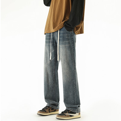 2023 Φθινόπωρο Νέο Ανδρικό κορδόνι ίσιο τζιν Κορεάτικη μόδα Vintage μπλε τζιν παντελόνι 4 χρωμάτων Νεανικό παντελόνι μαύρο ανοιχτό μπλε