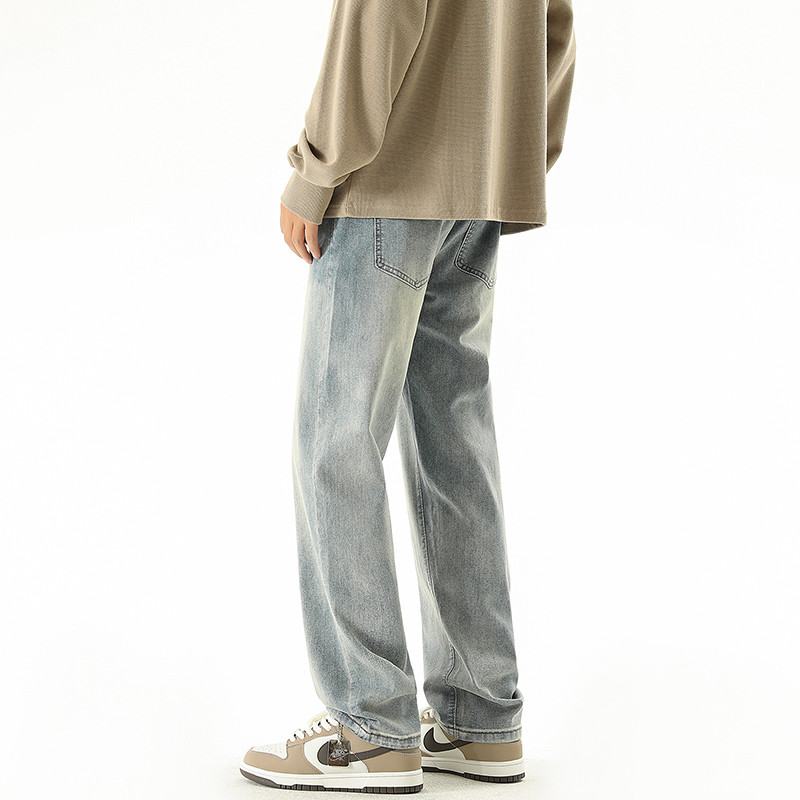 2023 Φθινόπωρο Νέο Ανδρικό κορδόνι ίσιο τζιν Κορεάτικη μόδα Vintage μπλε τζιν παντελόνι 4 χρωμάτων Νεανικό παντελόνι μαύρο ανοιχτό μπλε