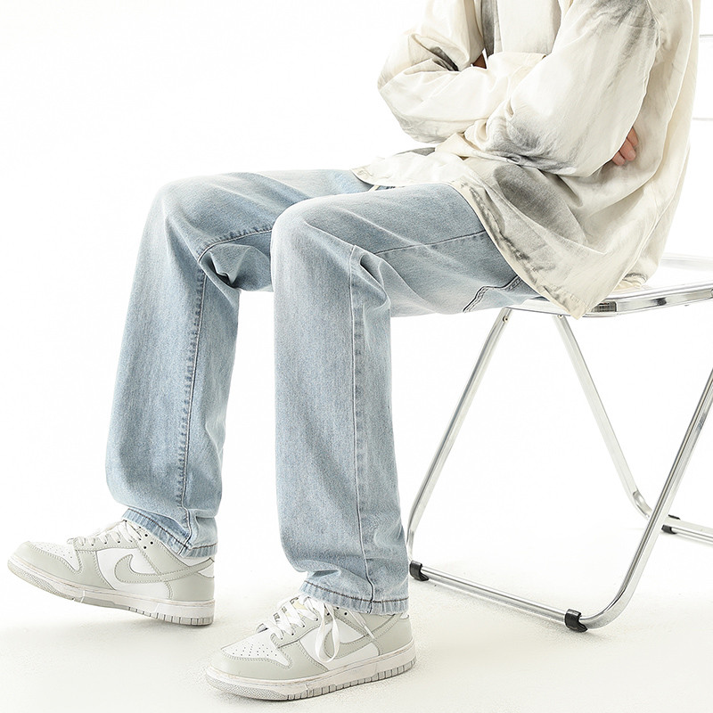 2023 Φθινόπωρο Νέο Ανδρικό κορδόνι ίσιο τζιν Κορεάτικη μόδα Vintage μπλε τζιν παντελόνι 4 χρωμάτων Νεανικό παντελόνι μαύρο ανοιχτό μπλε