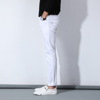 Νέο φθινοπωρινό ανδρικό καθαρό λευκό βαμβακερό τζιν τζιν 2020 Casual, στενό παντελόνι, ανδρικά επώνυμα ρούχα