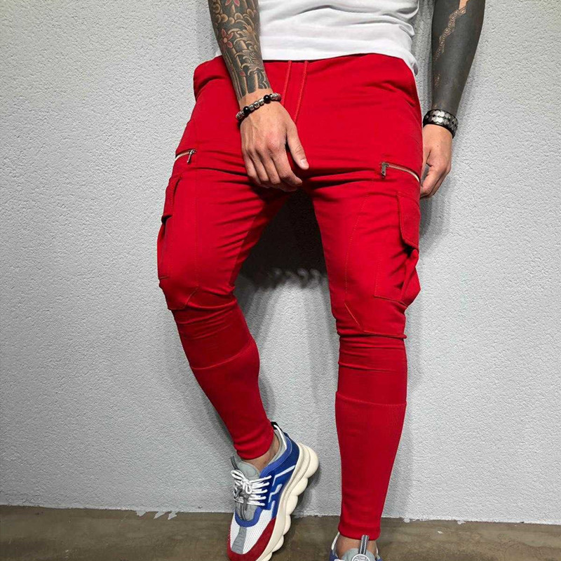 Muscle New Tide brändi mitme taskuga kombinesoonid Meeste püksid Tänavamood Vaba aeg Õues Splicing Õhukesed jalad ja püksid