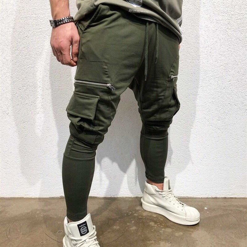 Muscle New Tide brändi mitme taskuga kombinesoonid Meeste püksid Tänavamood Vaba aeg Õues Splicing Õhukesed jalad ja püksid