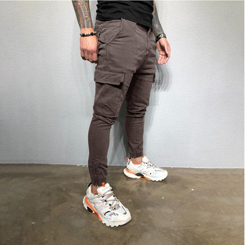 Мъжки спортни панталони Тъкани панталони с цип Ежедневни панталони Мъжки едноцветни тесни панталони с голям размер