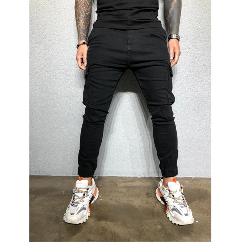 Muške sportske hlače Pletene hlače s patentnim zatvaračem Ležerne hlače Muške jednobojne uske hlače velike veličine
