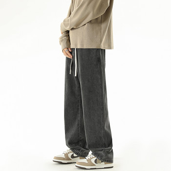 Ανδρικό τζιν παντελόνι με φαρδύ πόδι 2023 Φθινόπωρο Νέο Ανδρικό τζιν παντελόνι μονόχρωμο ίσιο φαρδύ τζιν Αντρικό μαύρο μπλε