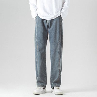 Μόδα Ανδρικά casual φαρδιά τζιν Φθινοπωρινά Νέα Streetwear Φαρδύ casual τζιν παντελόνι ματισμένο σχέδιο Μονόχρωμο vintage μπλε μαύρο