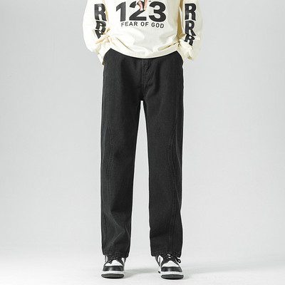 Μόδα Ανδρικά casual φαρδιά τζιν Φθινοπωρινά Νέα Streetwear Φαρδύ casual τζιν παντελόνι ματισμένο σχέδιο Μονόχρωμο vintage μπλε μαύρο