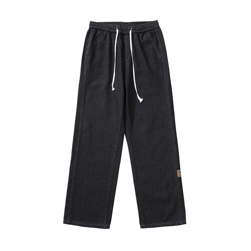 Ανδρικά φαρδιά φαρδιά τζιν ρετρό μόδας High Street Straight τζιν παντελόνι Επώνυμα ανδρικά ρούχα με κορδόνι ελαστική μέση μαύρο μπλε