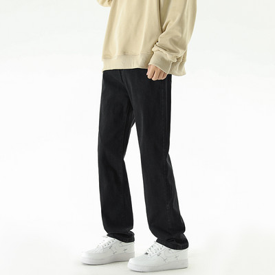 4 culori clasici blugi vintage pentru bărbați cu picioare drepte, țesătură elastică din bumbac, pantaloni slim-fit pentru bărbați, albastru, negru