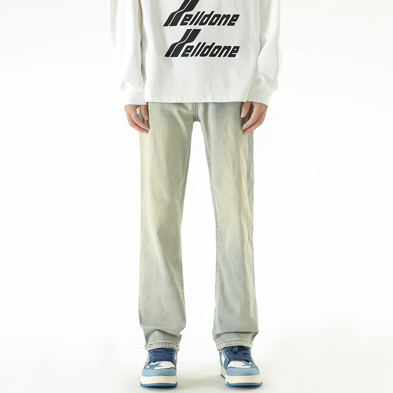 4 culori clasici blugi vintage pentru bărbați cu picioare drepte, țesătură elastică din bumbac, pantaloni slim-fit pentru bărbați, albastru, negru