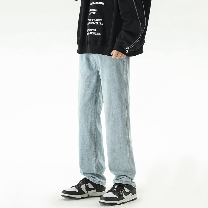 4 culori clasici blugi vintage pentru bărbați cu picioare drepte, țesătură elastică din bumbac, pantaloni slim-fit pentru bărbați, albastru, negru