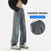 Sügises uued meeste kottis teksad Vintage laia säärega Tänavahip hop Y2K vabaaja teksapüksid sirged püksid mood Korea tänavarõivad