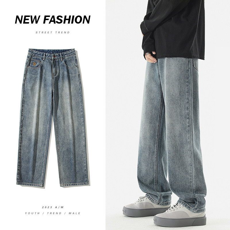 Sügises uued meeste kottis teksad Vintage laia säärega Tänavahip hop Y2K vabaaja teksapüksid sirged püksid mood Korea tänavarõivad